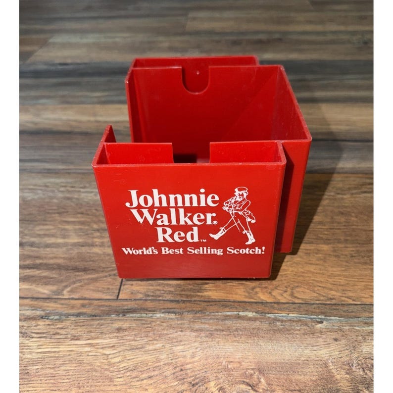 Vintage 1987 Johnny Walker Red Bar Caddy Red Scotch 5.5" Tall 7.5" Wide image 5