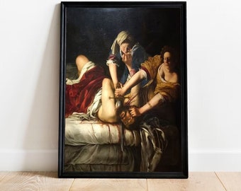 Artemisia Gentileschi - Giuditta che decapita Oloferne, stampa di pittura antica, arte da parete su tela, decorazione da parete, splendida arte su tela