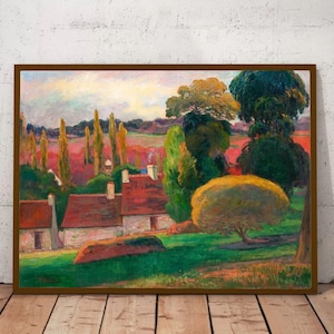 A Farm in Bretagne - Paul Gauguin, Landschaftsmalerei Berühmter Kunstdruck, Leinwand Wandkunst Bauernhaus, ländliches Dorf Fine Art Print