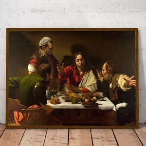 Caravaggio Baroque Fine Art Prints, Supper at Emmaus Caravaggio Canvas Wall Art, Italian Art Masterpiece Baroque Art, Fine Art