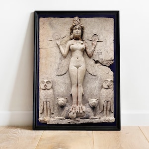 Ishtar Inanna Lilith Goddess Canvas Print | Ancient Babylonian Sumerian Wall Art | Mesopotamian Decor for Home