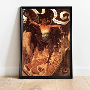 Hell Painting - Hans Memling , Print on Canvas, Medieval Gothic Artwork, Dark Art Wall Decor, Satanic Inferno Painting, Vintage Style Poster