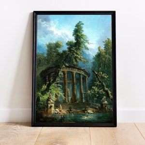 The Bathing Pool, Hubert Robert, Roman Ruins Painting, Classical Wall Decor, Print on Canvas, Classic Art Print