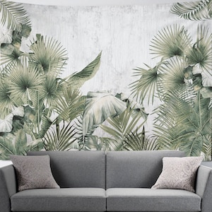 Tropical Tapestry Wall Hanging Jungle, Green Leaves, Plants Wall Hanging Wall Decor for Living Room, Bedroom, Dorm