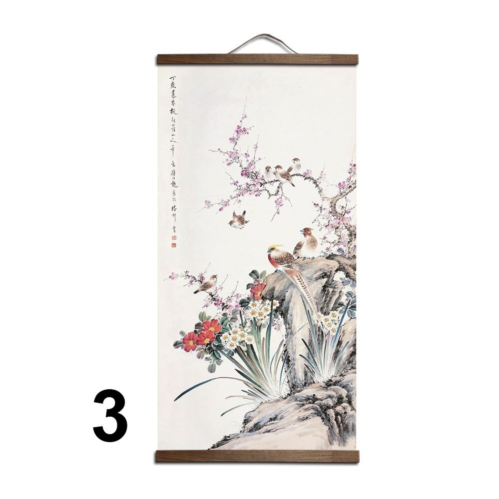 Chinese Vintage Painting Wall Decor Wall Hanging Art Print Etsy