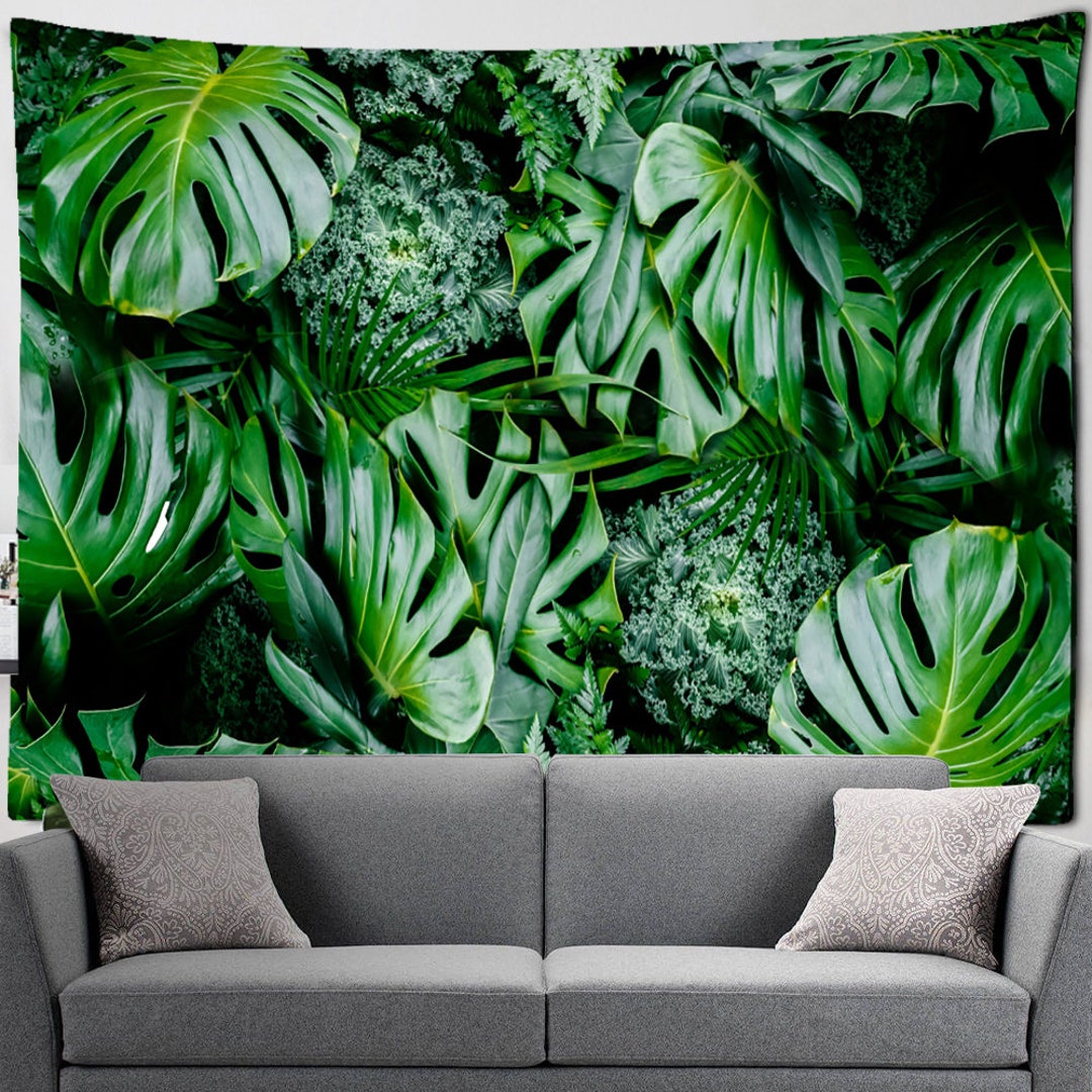 Green Leaf Tapestry Tropical Plants Nature Jungle Wall Art Wall Decor