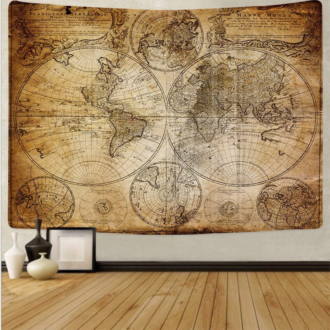 Ancient World Map Tapestry Map Wall Hanging World Map Tapestries Decor