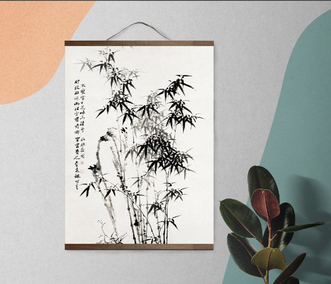 Bamboo Ink Painting, Hanging Wall Scroll, Antique Chinese Art - Zheng Xie  Art Print, Asian Wall Art, Wall Decor, Bamboo Print - Etsy, image size:1080x927