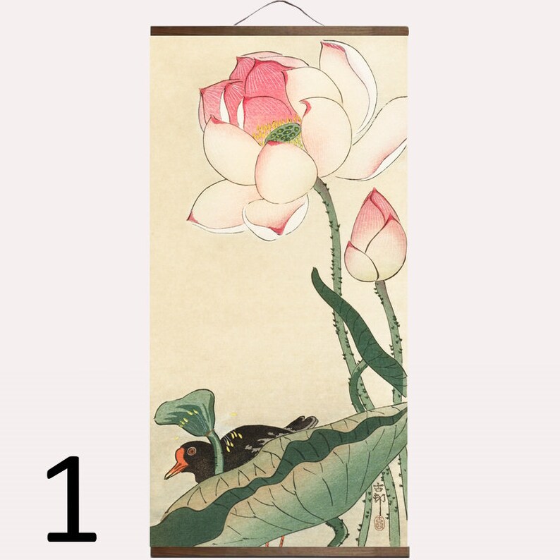 Japanese Wall Scroll Art, Lotus Flower Poster, Ohara Koson Paintings ...