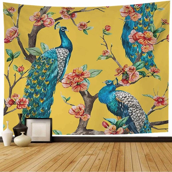 Paon Tapisserie Paon Plumes Tenture Murale Tapisseries pour Chambre Salon Dortoir Esthétique Mur Décor