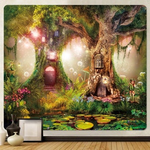Fantasy Plant Magical Forest Tapestry Fantasy Fairy Tales Wall Hanging Mysterious Magic Art Tapestries for Bedroom Living Room Dorm