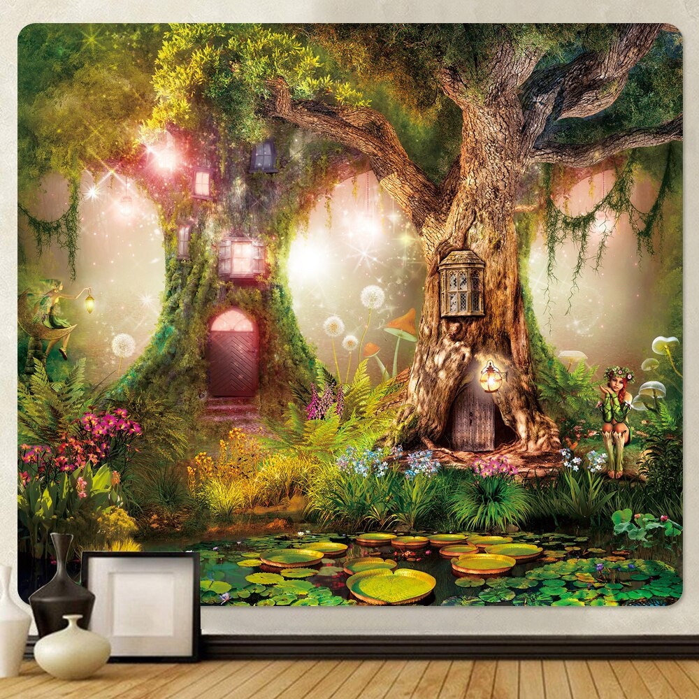 Fantasy Plant Magical Forest Tapestry Fantasy Fairy Tales Wall Etsy