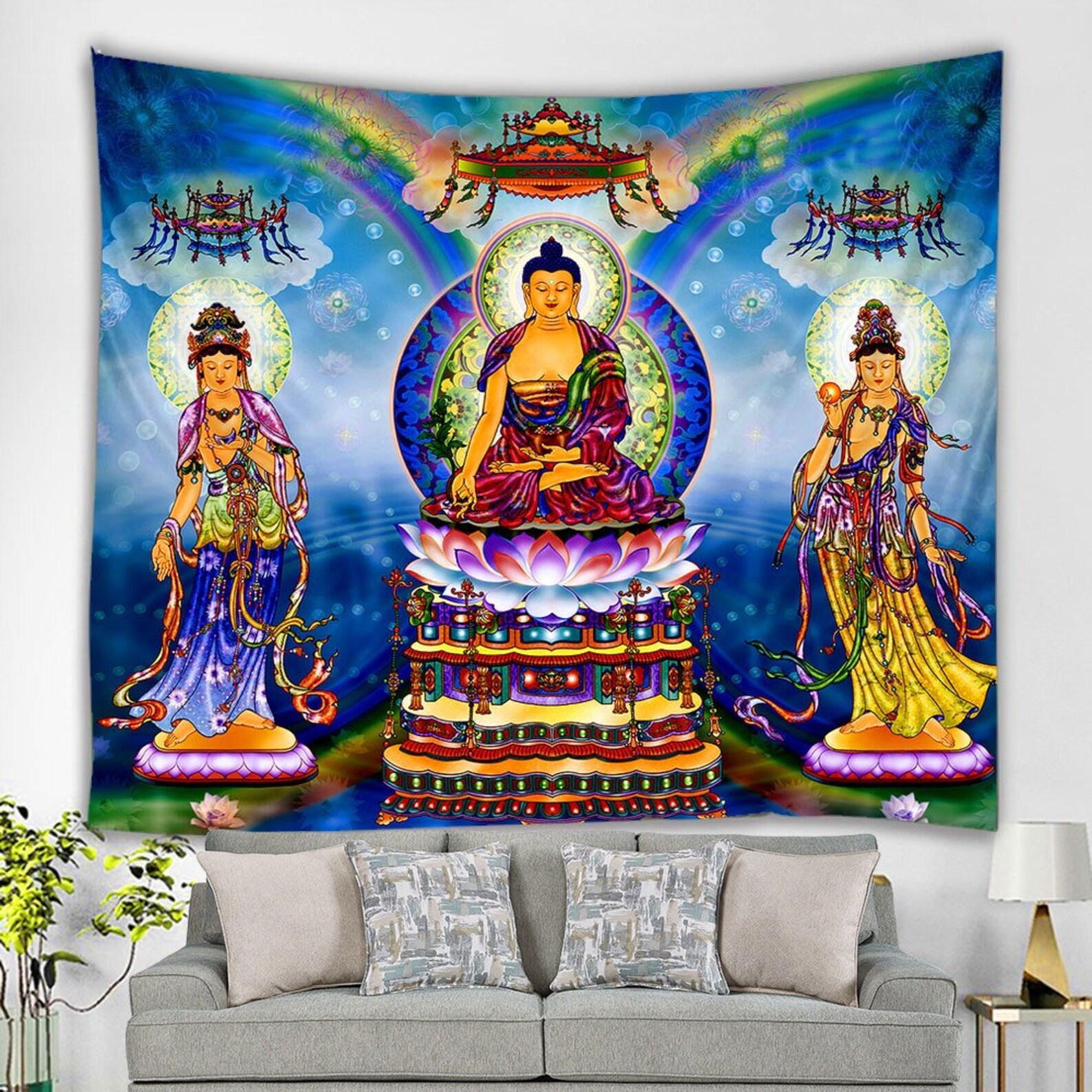 Buddha Tapestry Buddhist Art Wall Hanging Zen Tapestries Etsy