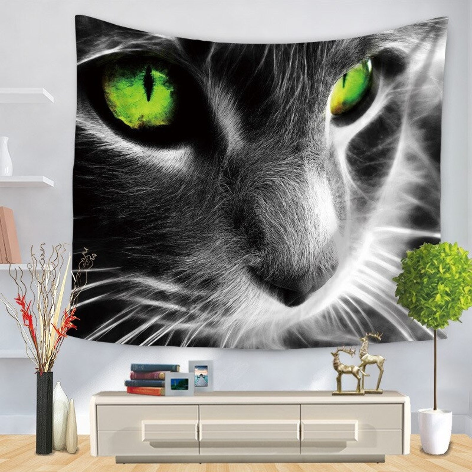 Cat Wall Tapestry Art Hanging Decorations Cat Wall Tapestries Etsy