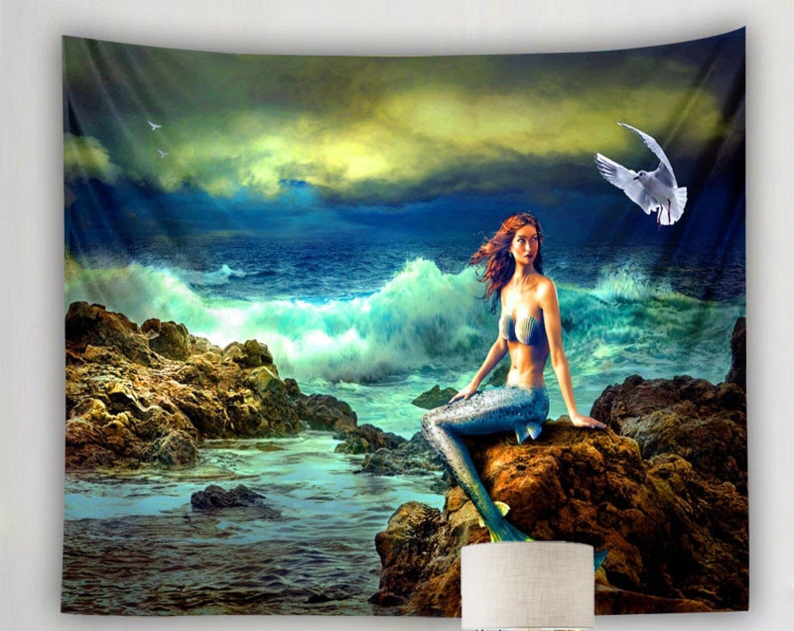 Mermaid Tapestry Wall Hanging Ocean Nautical Tapestries Etsy