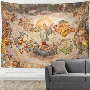 Angels Tapestry Christian Tapestry Basilica di San Fedele Religious Art Wall Decor Wall Art Hanging Tapestries for Living Room, Bedroom