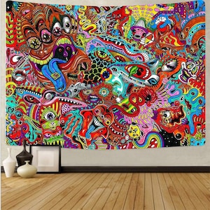 Trippy Psychedelic Art Tapestry Colorful Tapestries Wall Hanging Hippie Wall Decor