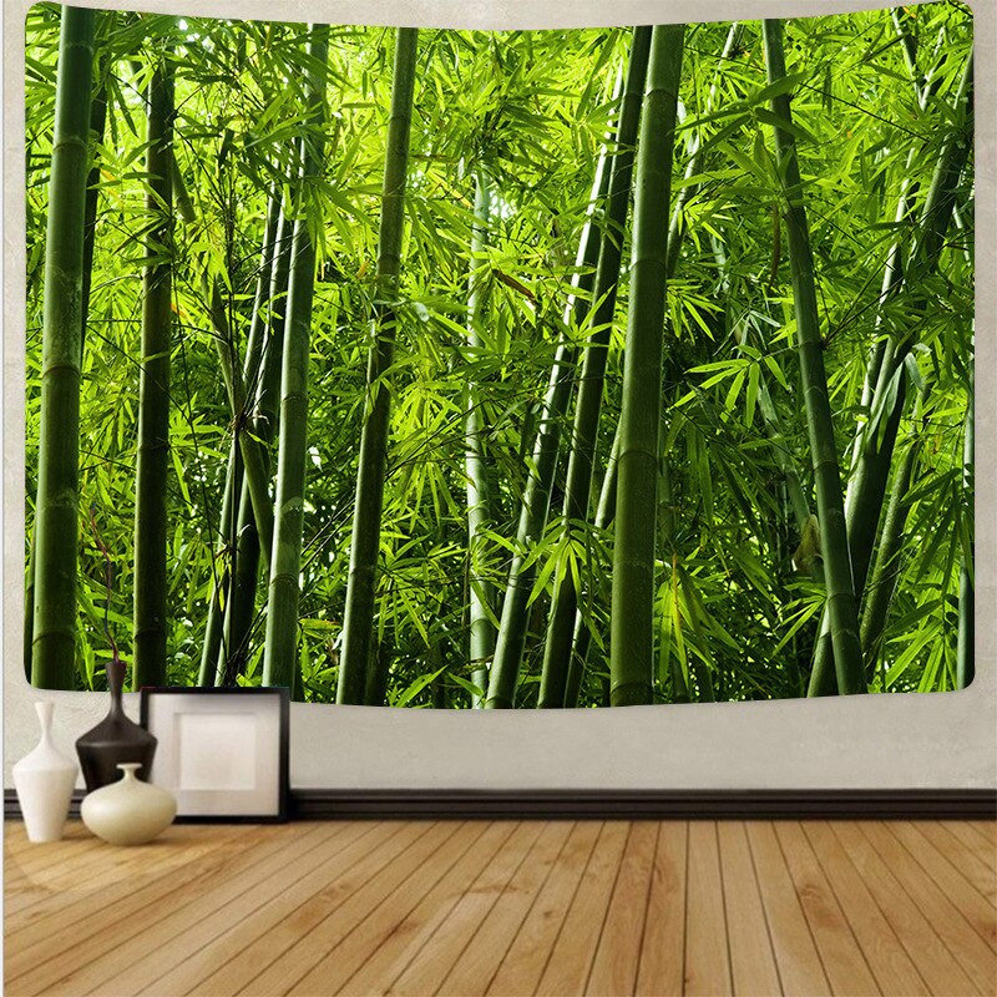 Bamboo Wall Tapestry Bamboo Forest Tapestry Wall Hanging Green Decor