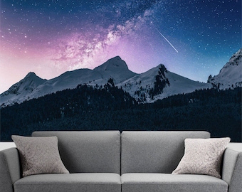 Starry Sky Tapestry Mountain Nature Starry Night Aesthetic Wall Hanging Tapestries for Bedroom Living Room Dorm