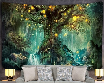 80" x 60" Cartoon Bambi Tapestry Fantasy Forest Waterfall Animal Wall Hanging 80" x 60" Cartoon Bambi Tapestry Fantasy Forest Waterfall Animal Wall Hanging