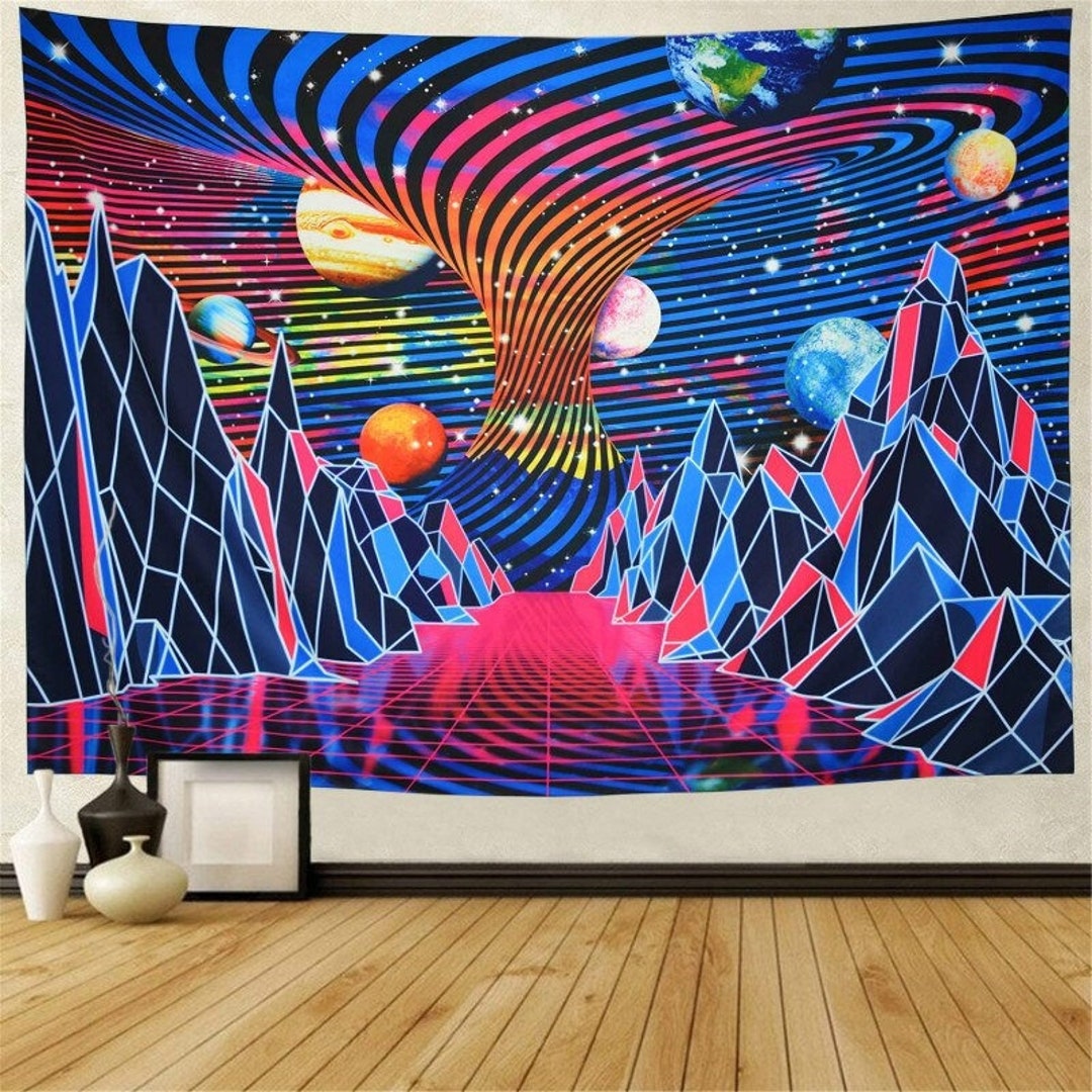 Abstract Geometric Tapestry Wall Hanging Trippy Psychedelic Art