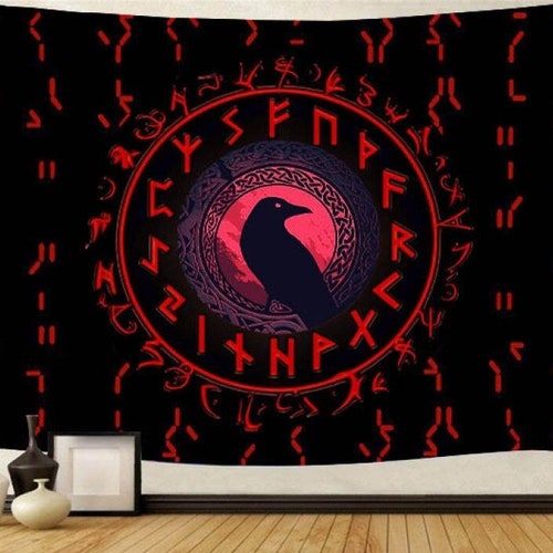 Viking Raven Tapestry Wall Hanging Wall Decor Etsy