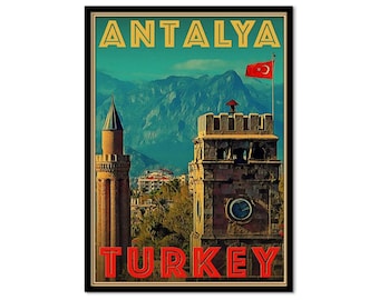 Retro Vintage Style Travel Poster or Canvas Picture Antalya Turkey