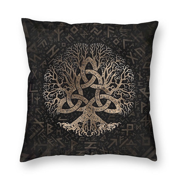 Viking Tree Of Life Pillow Cover Triquetra Viking Cushion Cover Vikings Valhalla Throw Pillow Covers