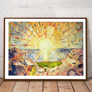 Edvard Munch, Sun Artwork Modern Sea Landscape Painting, Abstract Expressionist Coastal Print, Poster Wall Art, Canvas Print