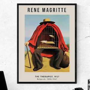 Rene Magritte Poster - The Therapist, Exhibition Poster, Printed Wall Art, Canvas Wall Decor, Famous Wall Art Surrealism Modern Trendy Decor