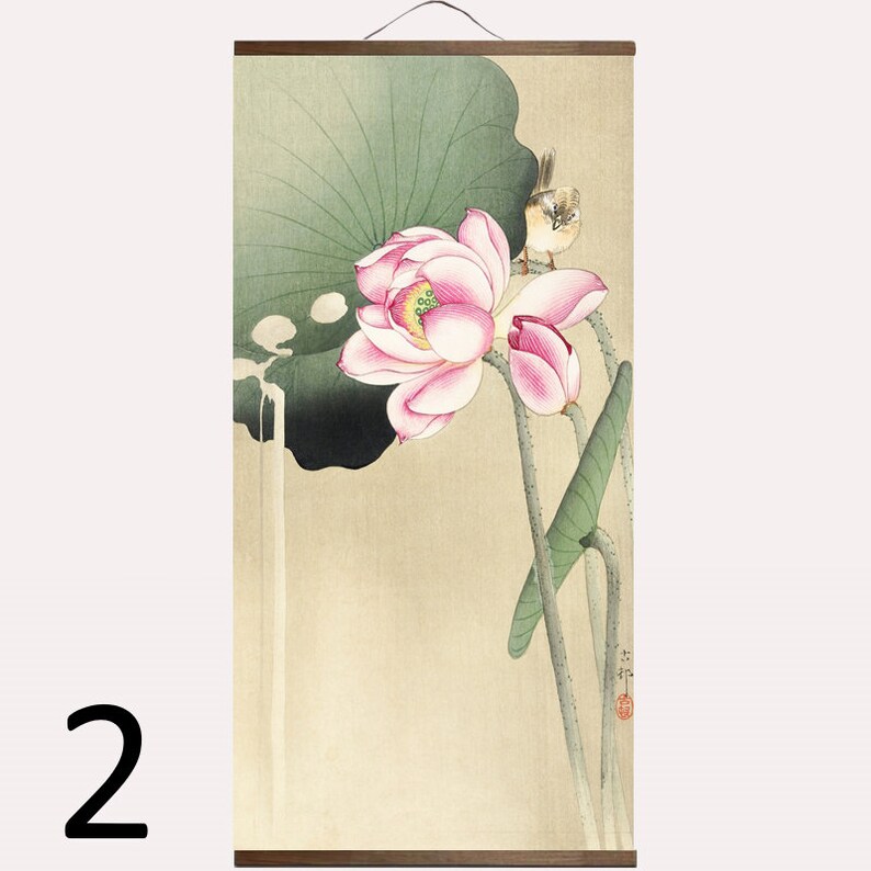 Japanese Wall Scroll Art, Lotus Flower Poster, Ohara Koson Paintings ...