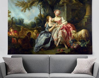 Tapestry The Love Letter Francois Boucher Art Print Rococo Painting Wall Decor Wall Art Hanging Tapestries for Living Room, Bedroom, Dorm