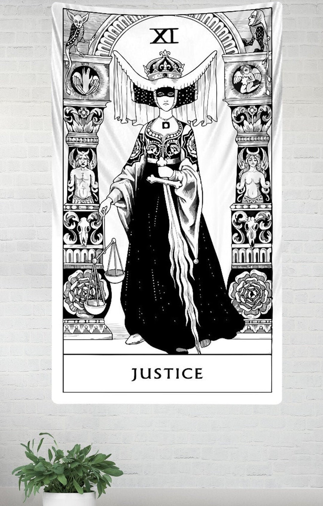 Tarot Wall Tapestry Justice Tarot Card Tapestry Tarot Wall Hanging Home Decor Etsy Canada
