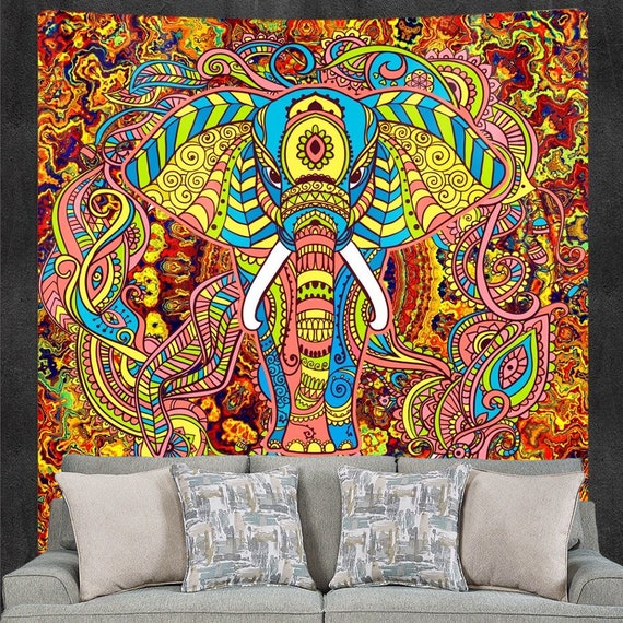 Indian Elephant Tapestry Indian Elephant Mandala Tapestries Wall hanging Throw 