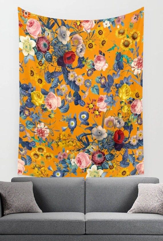 Floral print tapestry hotsell