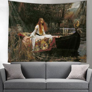 Kunst Tapisserie Mädchen John William Waterhouse Kunstwerke The Lady of Shalott Wand-Dekor-Wand-Kunst-hängende Wandbehänge für Wohnzimmer, Schlafzimmer, Wohnheim