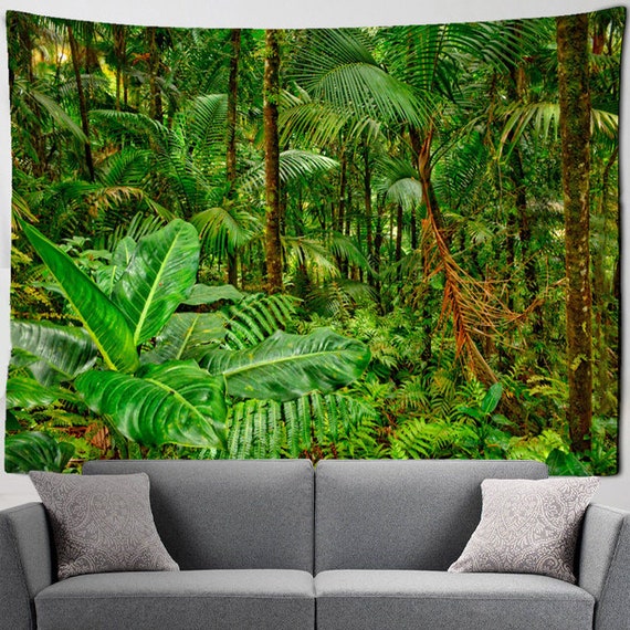 Rainforest Tapestry Jungle Tropical Plants Wall Tapestry Green Nature Wall Art Aesthetic Wall Hanging for Bedroom Living Room Dorm Etsy UK