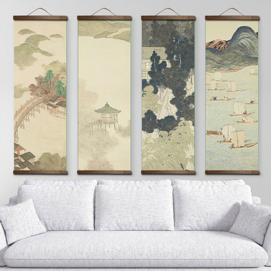Japanese Wall Scroll Painting Ukiyoe Art Print Traditional Ink Landscape Oriental Asian Wall