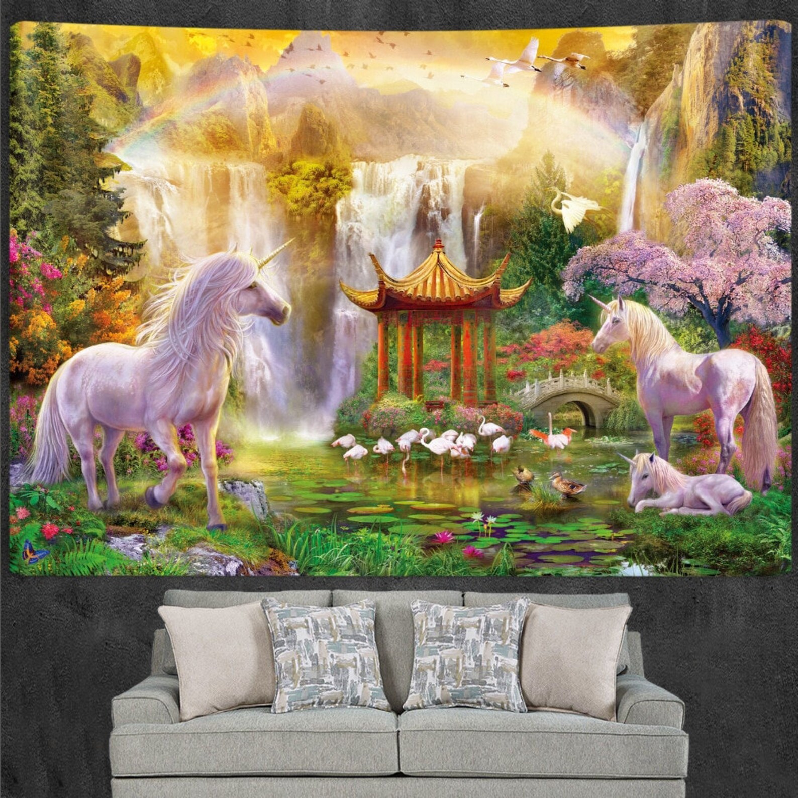 The Unicorn Tapestry Wall Hanging Wall Decortapestries Etsy