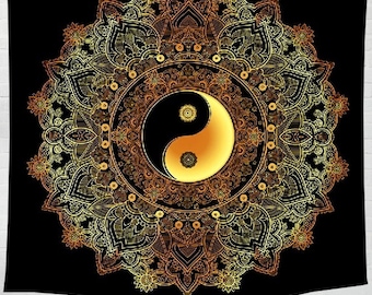 Ying-Yang Irracial Hippie Throw Dorm Decor Small Tapestry Poster Wall Art Ying-Yang Irracial Hippie Throw Dorm Decor Small Tapestry Poster Wall Art