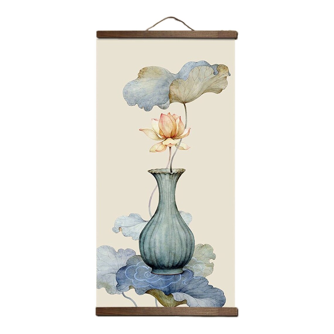 Japanese Scroll Painting Scroll Poster with Wooden Frame Lotus Etsy