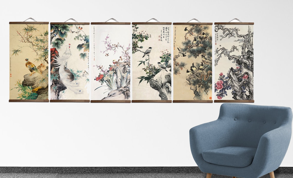Chinese Vintage Painting Wall Decor Wall Hanging Art Print Etsy