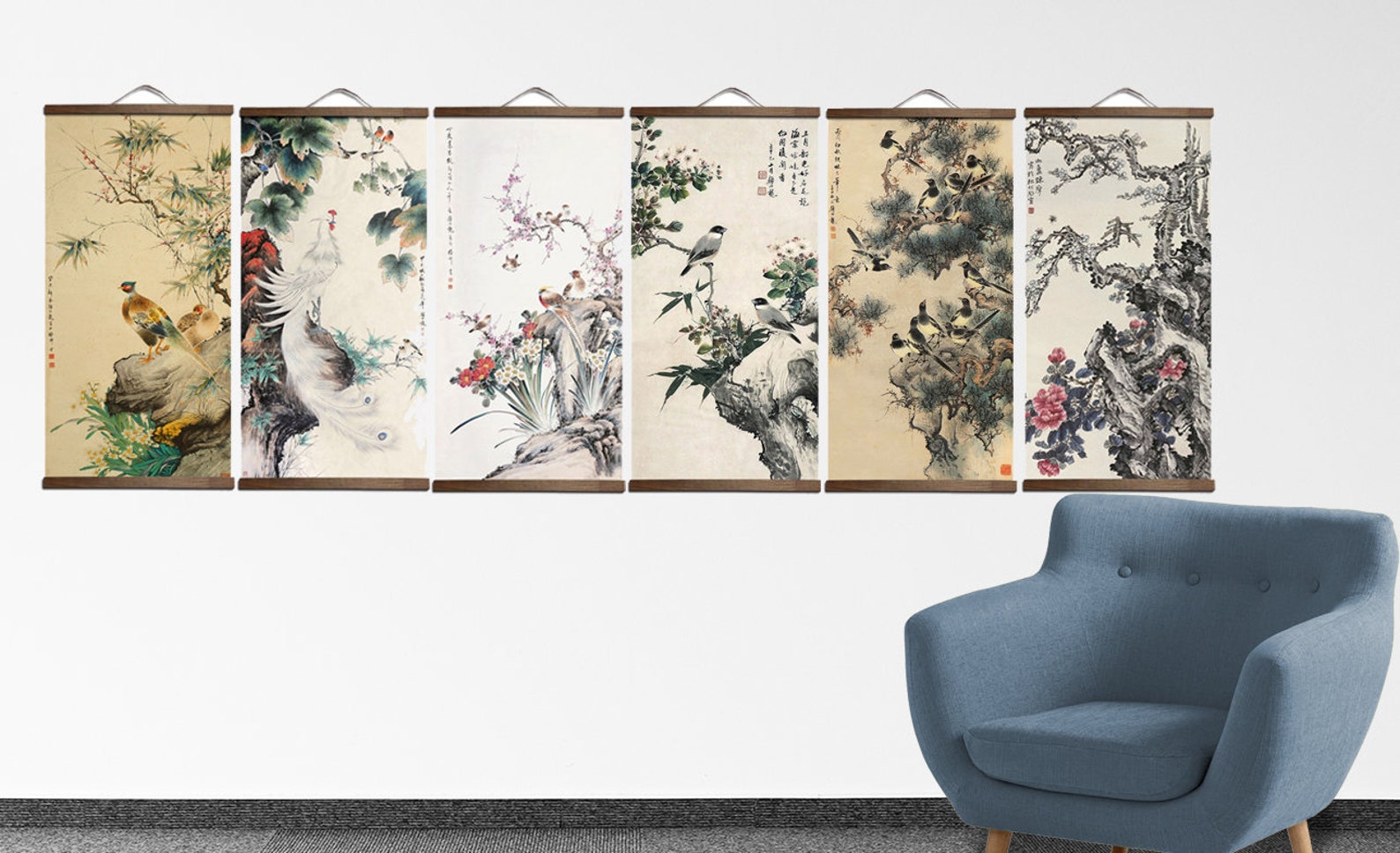 Chinese Vintage Painting Wall Decor Wall Hanging Art Print Etsy