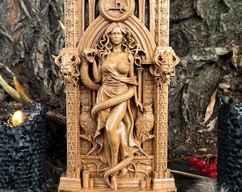 Standbeeld van Lilith, beeldje donkere godin, handgemaakt occult decor, hekserijaltaar, Wicca