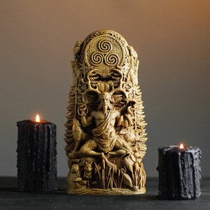 Cernunnos, Cernunno, Cernun celtic god,  altar statue, horned god, pagan god, wicca, altar, druid, gaelic