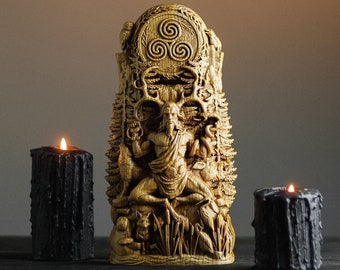 Cernunnos, Cernunno, Cernun keltischer Gott, Altarstatue, gehörnter Gott, heidnischer Gott, Wicca, Altar, Druide, Gälisch