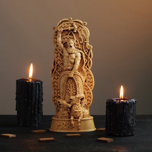 Thor Statue Norse Pagan Gods Allfather Viking Art Scandinavian Mythology Gifts Wood Carving