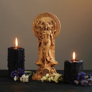 Hecate statue, Greek goddess, hexe for pagan home altar, statue Hecate key
