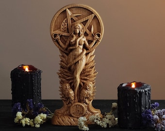 Lilith Statue - Lilith - Ishtar- Inanna - Weibliche Weisheit - Heidnisch Heidentum Gott Altar Skulptur - Lilith Altar - aus Holz geschnitzt - Wicca