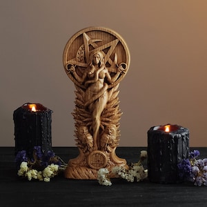 Lilith Statue - Lilith - Ishtar- Inanna - Weibliche Weisheit - Heidnisch Heidentum Gott Altar Skulptur - Lilith Altar - aus Holz geschnitzt - Wicca